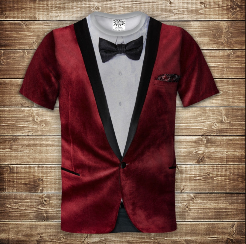 T-shirt 3D All Over Print Red Suit with Bowtie