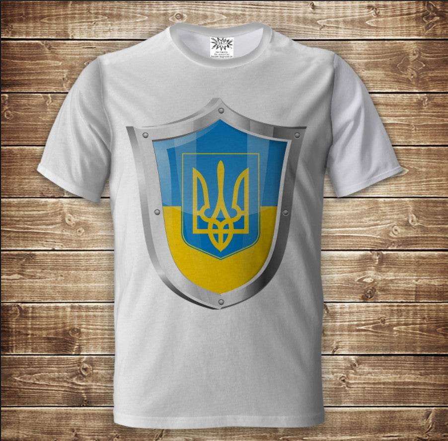 T-shirt 3D All Over Print with Ukrainian Coat of Arms design for adults and children sizes.