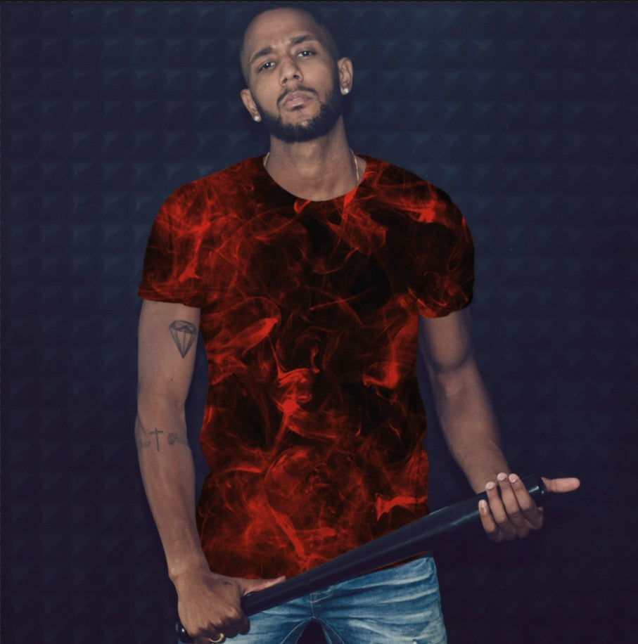 T-shirt 3D All Over Print with Red Neon Marble Theme