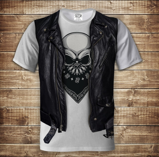 Camiseta 3D All Over Print Camiseta 2 en 1 + chaleco Calavera en bandana Tallas adulto y infantil