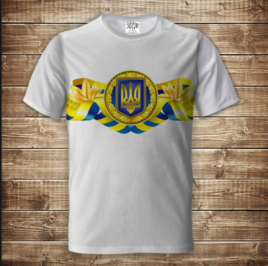 T-shirt 3D All Over Print with Trident Symbols of Ukraine Adult and Children Sizes