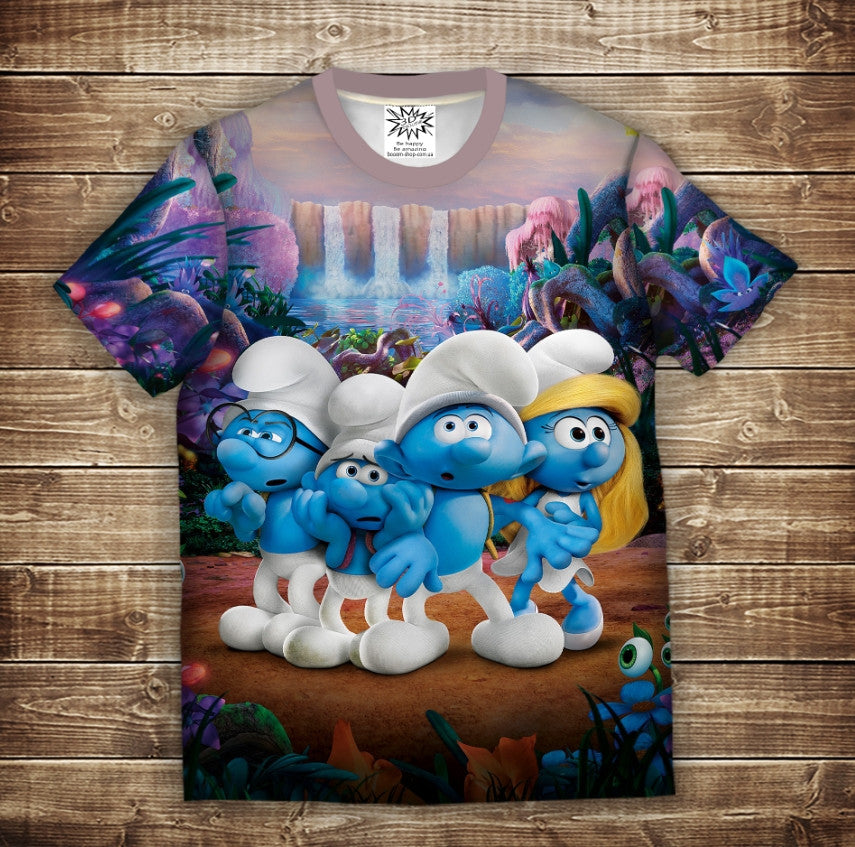 T-shirt 3D All Over Print with Smurfs theme Children and adult sizes