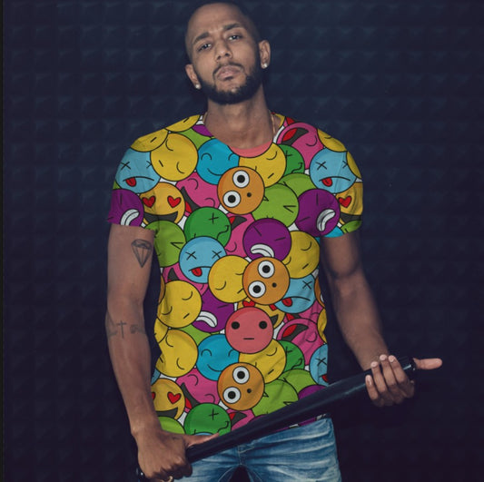 Camiseta 3D All Over Print con tema Graffiti Vibe Smiley.