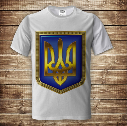 T-shirt 3D All Over Print with Trident Symbols of Ukraine Adult and Children Sizes