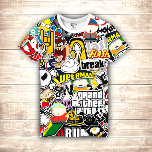 Camiseta 3D All Over Print, Dibujos animados