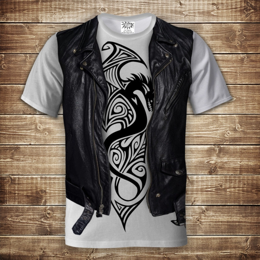 T-shirt 3D All Over Print 2-in-1 T-shirt + Vest Dragon Tattoo Adult and Children Sizes