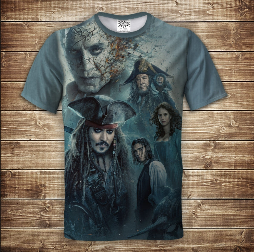 T-shirt 3D All Over Print Pirates of the Caribbean Captain Salazar. Pirates of the Caribbean.