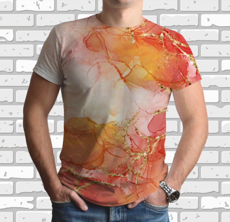 Camiseta con estampado integral en 3D y tema artístico de acuarela