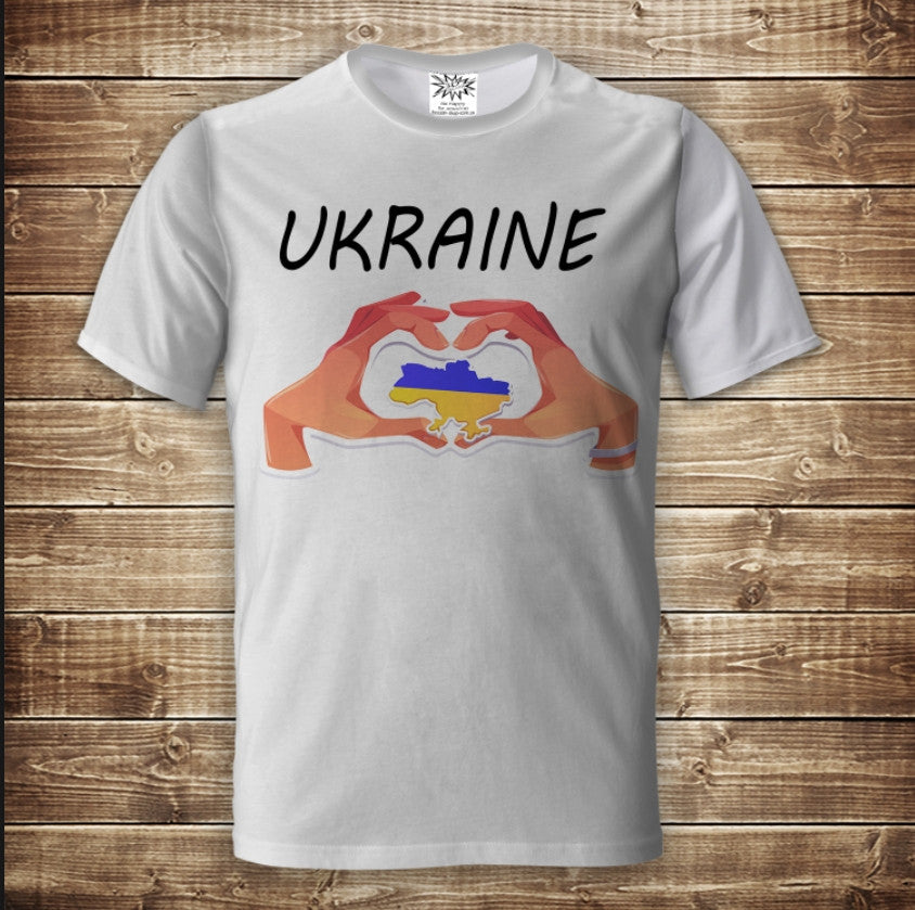 Футболка 3D All Over Print Map Heart Ukraine Дорослі та Дитячі Розміри