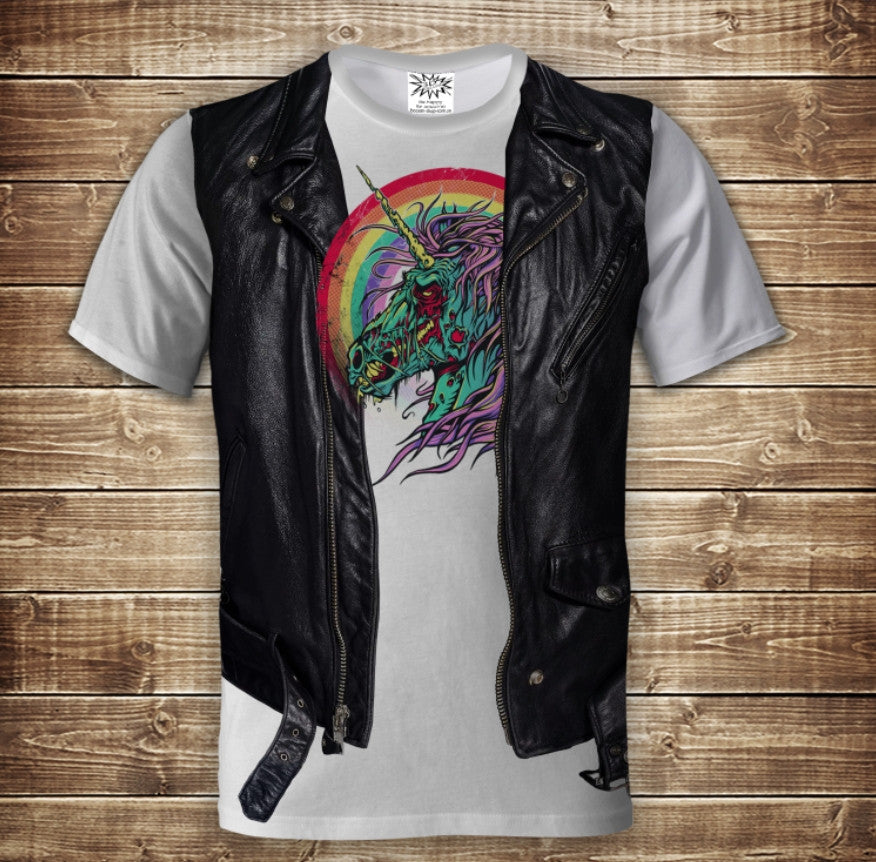 Camiseta 3D All Over Print 2 en 1 camiseta + chaleco Zombie Unicorn Tallas adulto y infantil