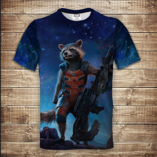 T-shirt 3D All Over Print Raccoon Rocket Guardians of the Galaxy Adult and Children Sizes