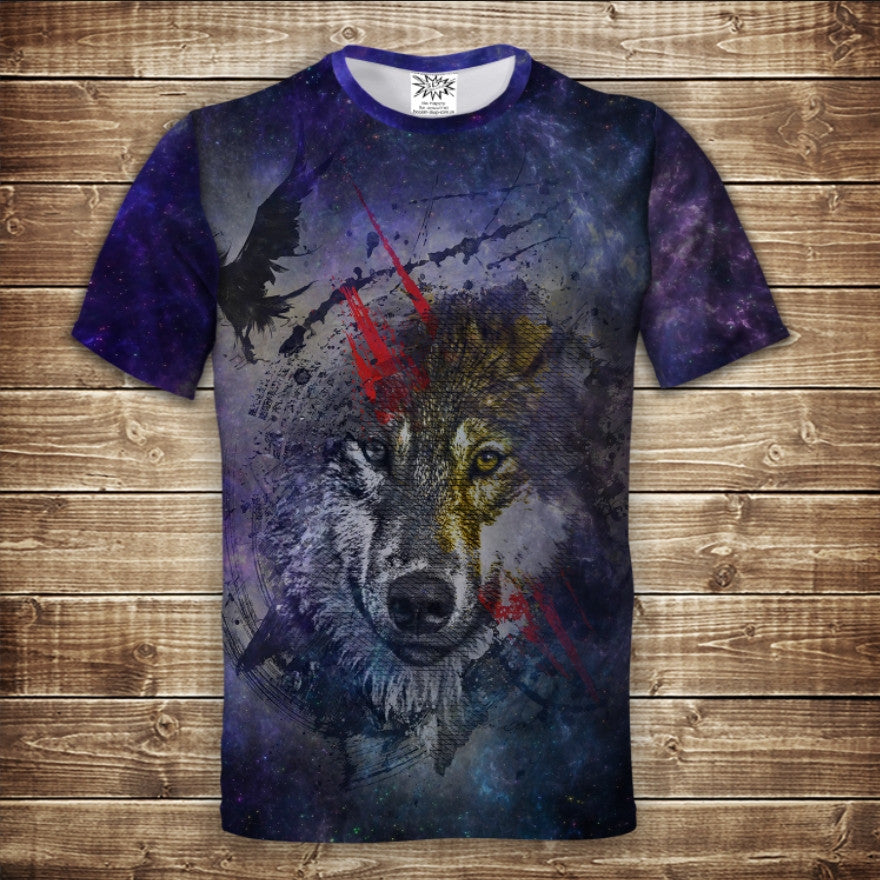 Camiseta con estampado 3D integral con tema Art Wolf