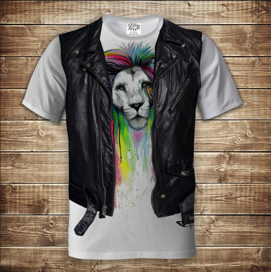 T-shirt 3D All Over Print 2-in-1 T-shirt + Vest Colorful Lion Adult and Children Sizes