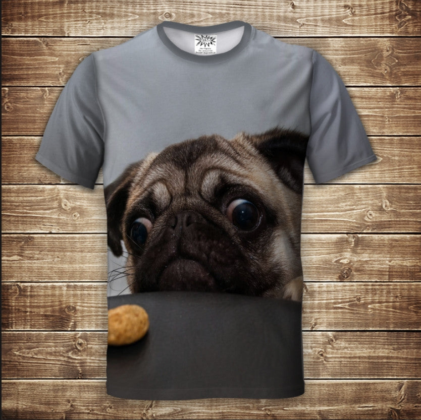 Camiseta 3D All Over Print Pug y Cookie