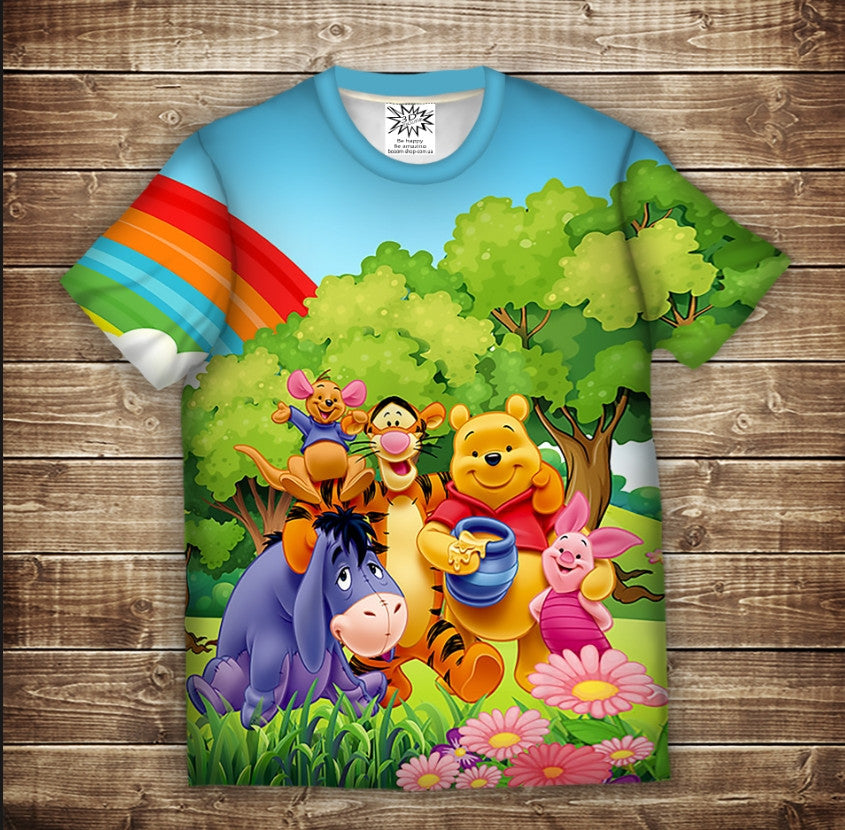 Camiseta 3D All Over Print Winnie the Pooh y sus Amigos Tallas Infantil y Adulto