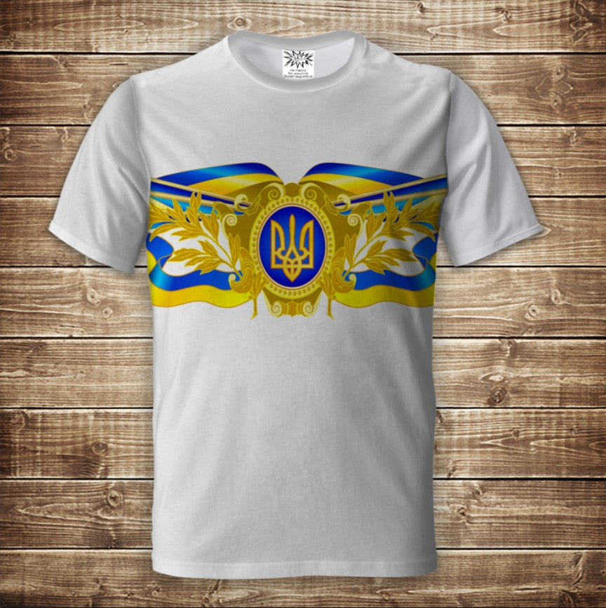 T-shirt 3D All Over Print with Trident Symbols of Ukraine Adult and Children Sizes