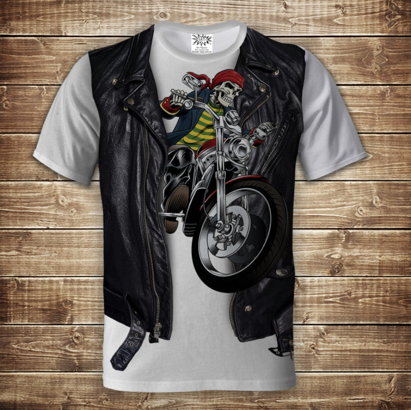 T-shirt 3D All Over Print 2-in-1 T-shirt + Vest Skull Biker Adult and Children Sizes