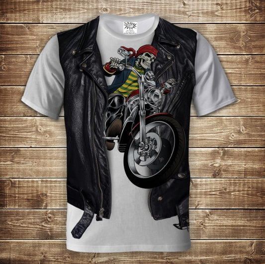 Camiseta 3D All Over Print Camiseta 2 en 1 + Chaleco Skull Biker Tallas Adulto y Niño