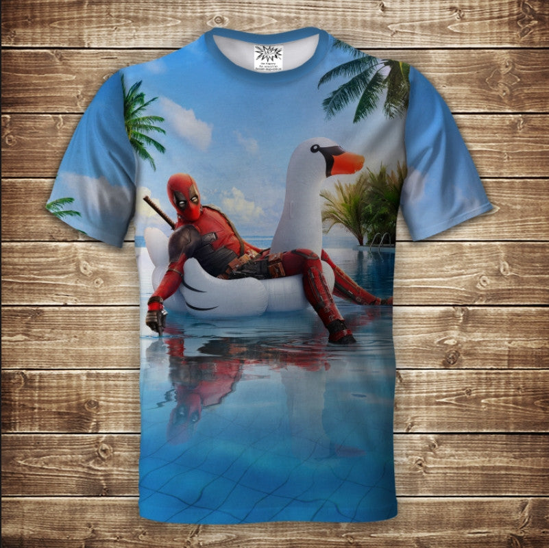 Camiseta 3D All Over Print DEADPOOL EN LA PISCINA