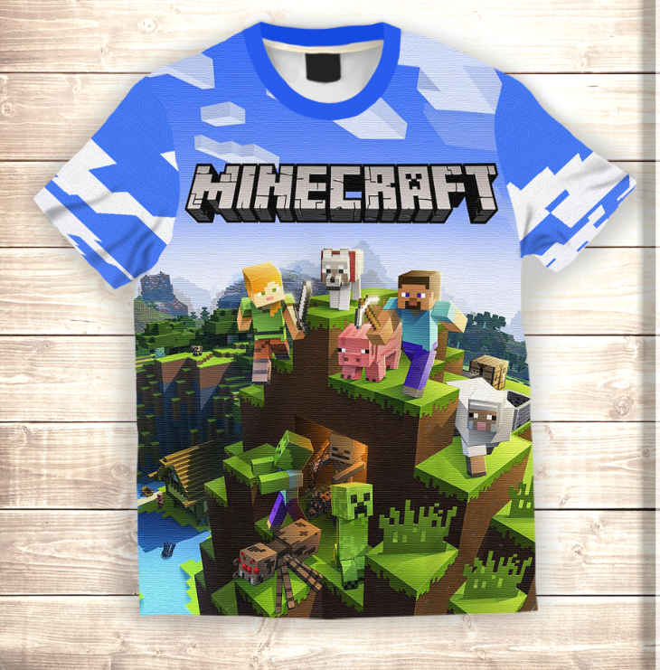 T-shirt 3D All Over Print Minecraft Worlds