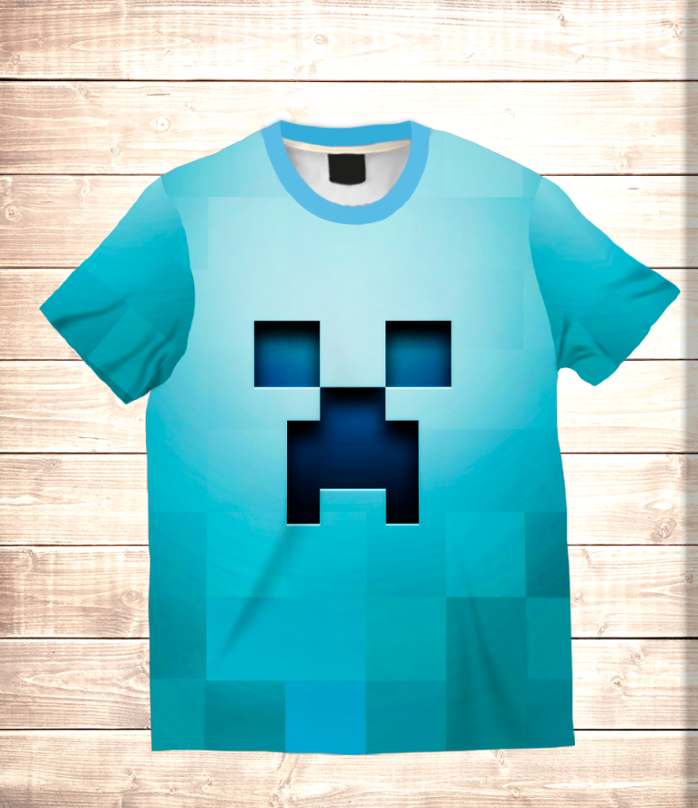 T-shirt 3D All Over Print MINECRAFT BLUE LOGO