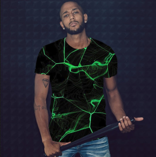 T-shirt 3D All Over Print with Neon Lightning Theme