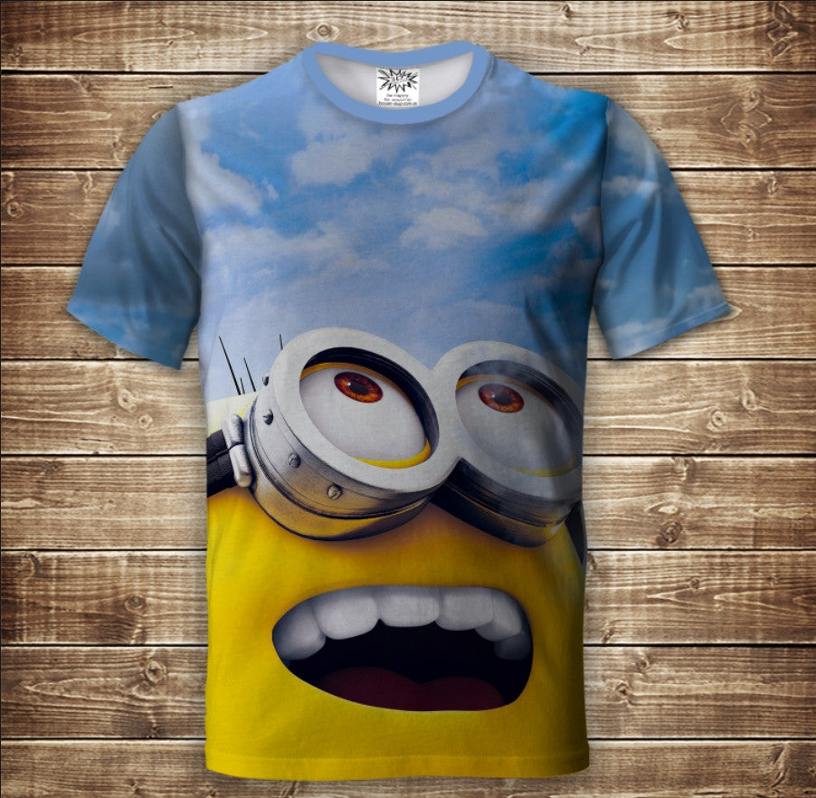 Camiseta 3D All Over Print con tema Minion y Sky tallas Adulto y Niño