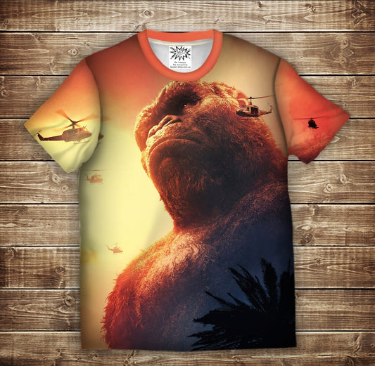 T-shirt 3D All Over Print with a print on the theme of Kong. Skull Island.