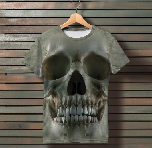 Camiseta con estampado 3D integral con tema de calavera.