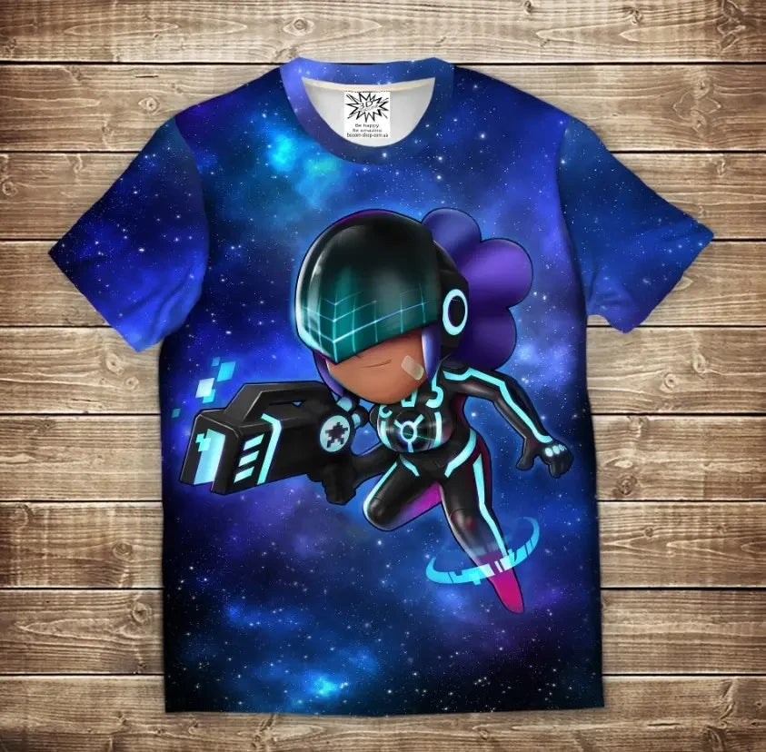 Camiseta 3D All Over Print SHELLY SPACE POLICE Brawl Stars