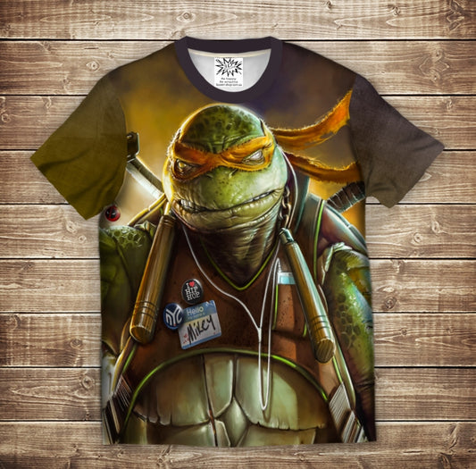 Camiseta 3D All Over Print Teenage Mutant Ninja Turtle Miguel Ángel