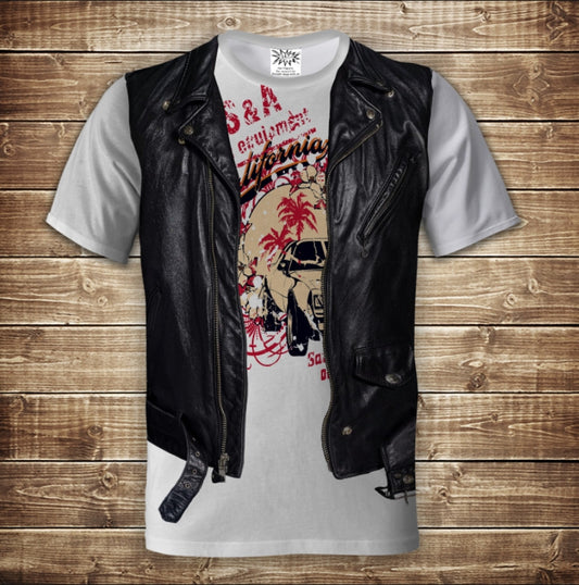 Camiseta 3D All Over Print Camiseta 2 en 1 + Chaleco Old California Tallas Adulto y Niño