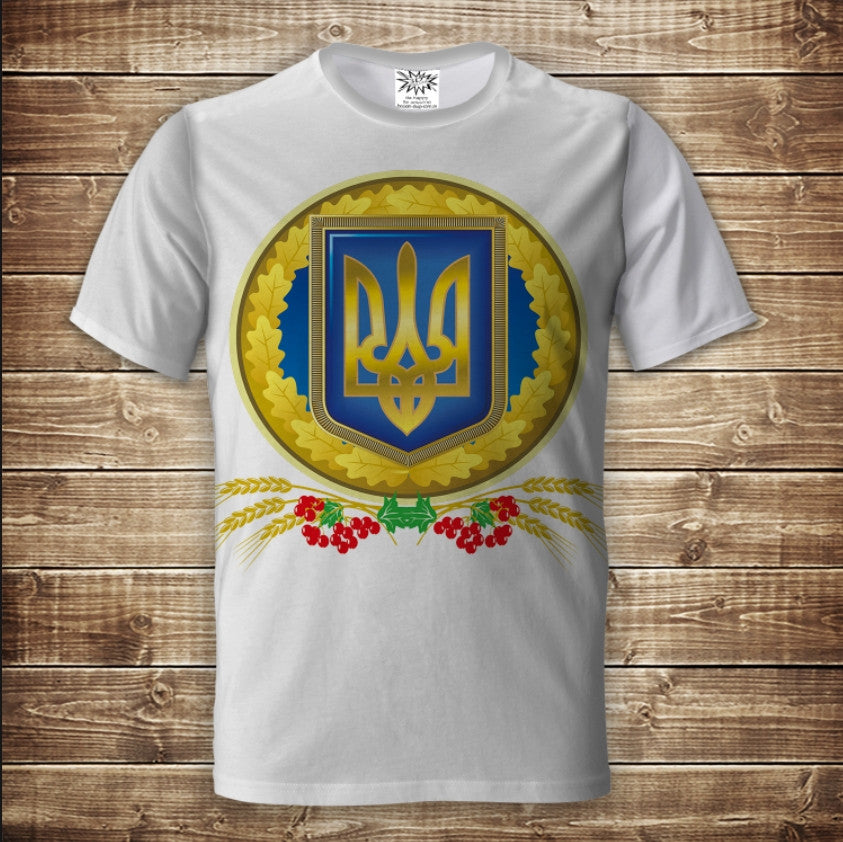 T-shirt 3D All Over Print with Trident Symbols of Ukraine Adult and Children Sizes