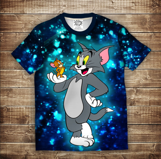 T-shirt 3D All Over Print Funny Tom and Jerry Children and Adult Sizes