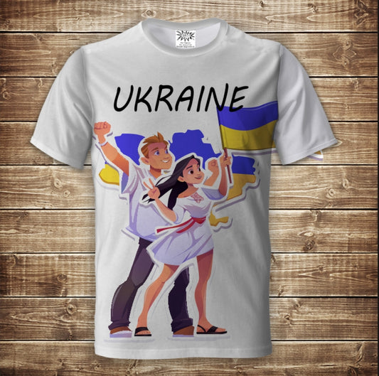 T-shirt 3D All Over Print Boy and Girl Ukraine Adult and Children Sizes