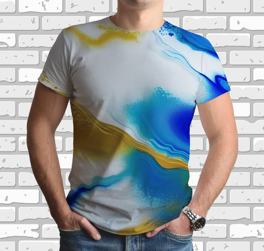 T-shirt 3D All Over Print with Watercolor Art Theme