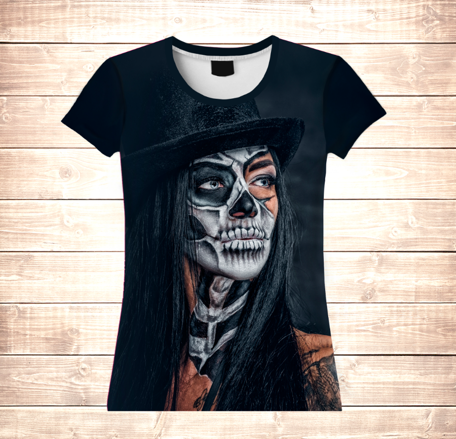 Camiseta 3D All Over Print Helloween Santa Muerte