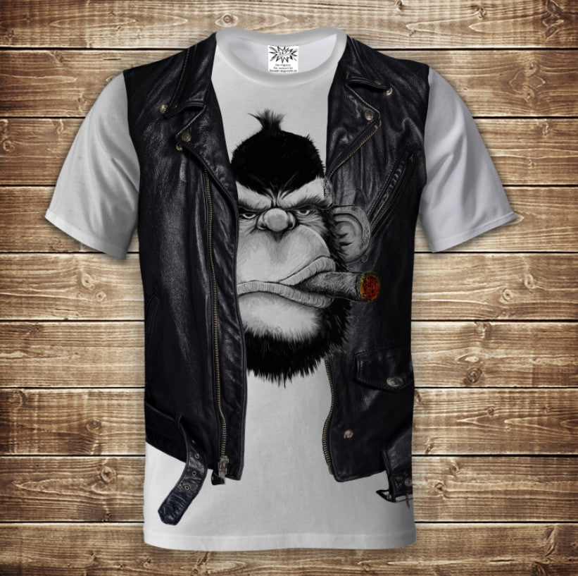 T-shirt 3D All Over Print 2-in-1 T-shirt + Vest Gorilla with Cigar Adult and Children's Sizes