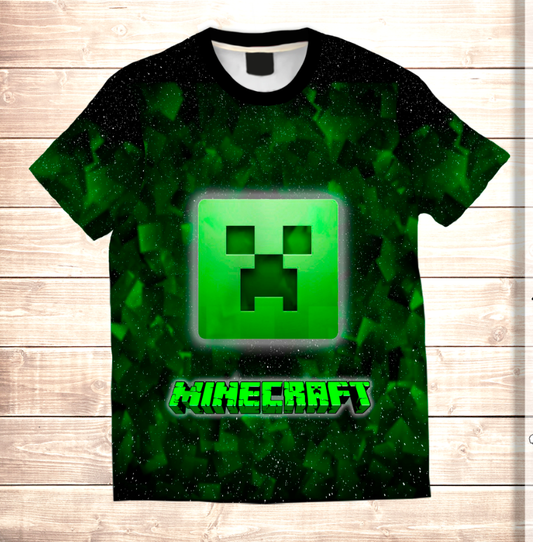 Camiseta 3D All Over Print MINECRAFT Logo Neón