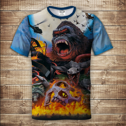 T-shirt 3D All Over Print: King Kong Comics. Adult and Children's sizes.