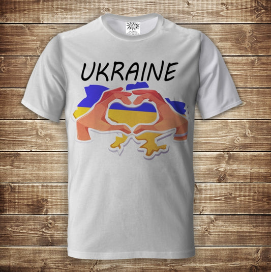 Футболка 3D All Over Print Map Heart Ukraine Дорослі та Дитячі Розміри