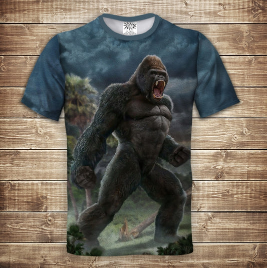 T-shirt 3D All Over Print: King Kong. Adult and Children sizes.