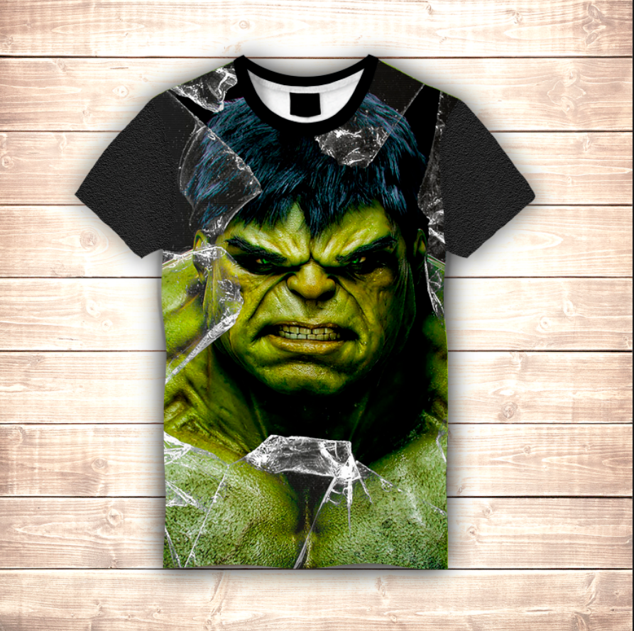 T-shirt 3D All Over Print Hulk behind glass