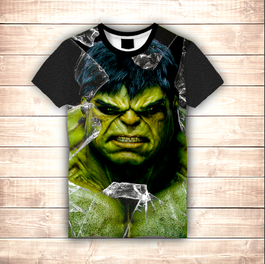 T-shirt 3D All Over Print Hulk behind glass