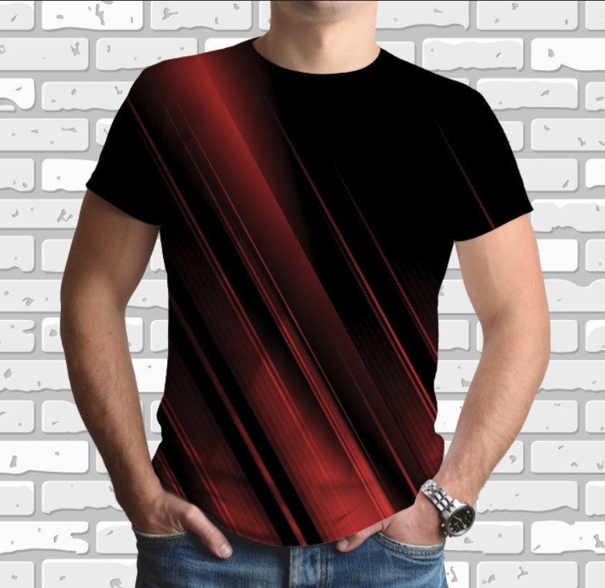 Camiseta con estampado integral en 3D, tema abstracto de rayas de neón