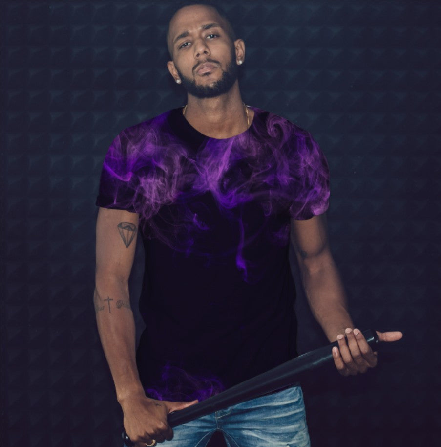 Camiseta 3D All Over Print con un tema de Purple Neon Marble