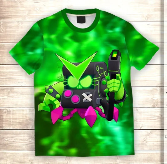 Camiseta 3D All Over Print 8 Bit Virus Brawl Stars