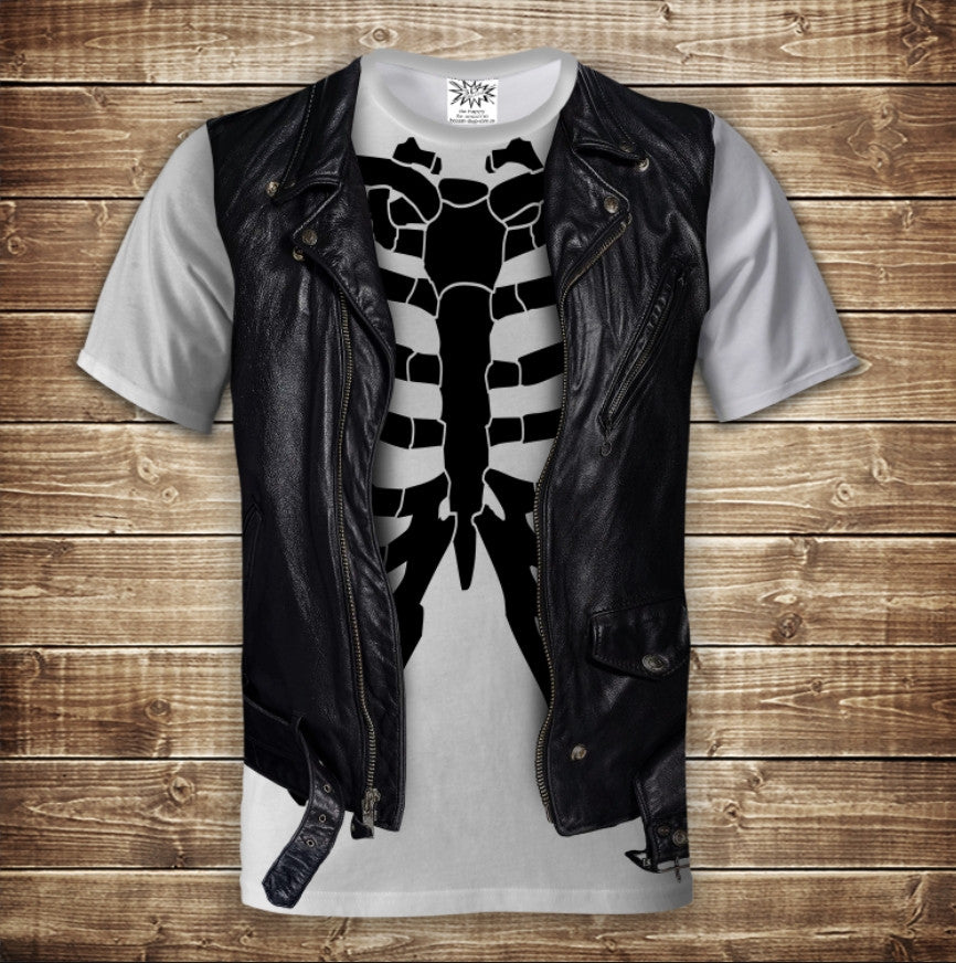 Camiseta 3D All Over Print Camiseta 2 en 1 + chaleco Esqueleto Costillas Tallas Adulto y Niño