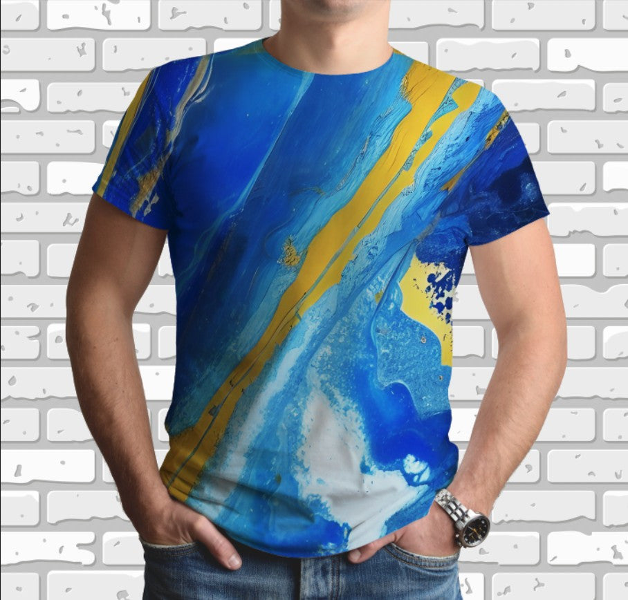 Camiseta con estampado integral en 3D y tema artístico de acuarela