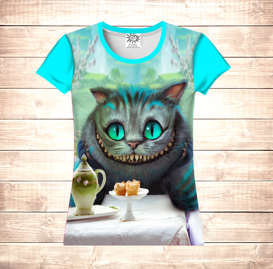 T-shirt 3D All Over Print Cheshire Cat with Tea